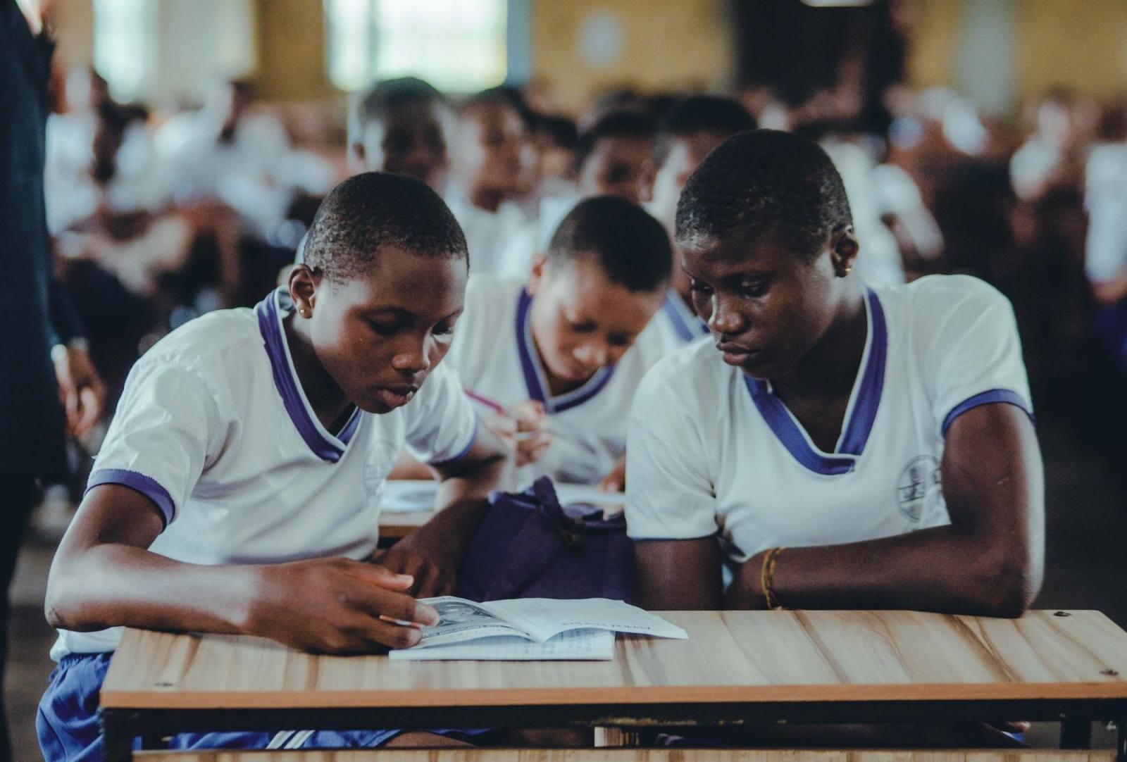 Secondary school students working at their desks